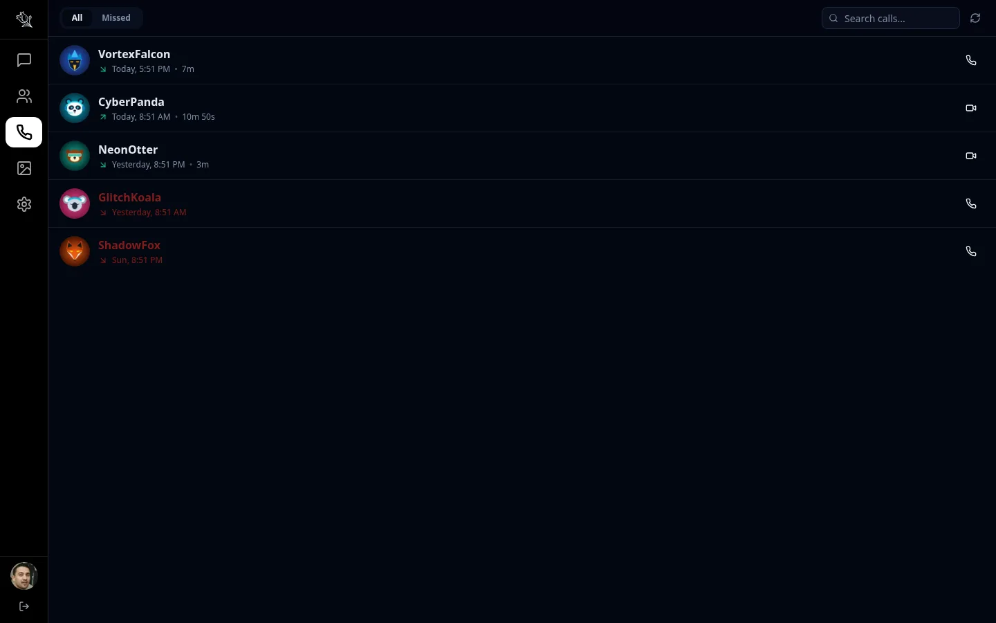 Lupyd Calling Desktop Interface