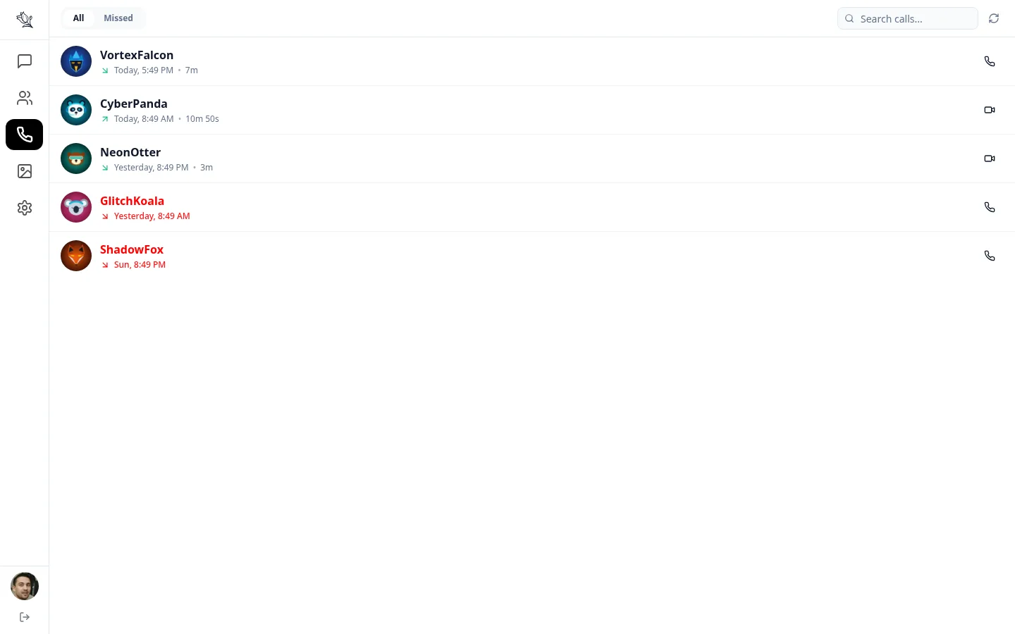 Lupyd Calling Desktop Interface