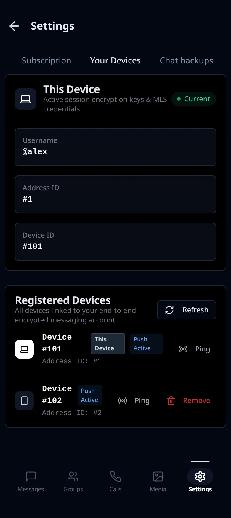 Lupyd Settings Mobile Interface