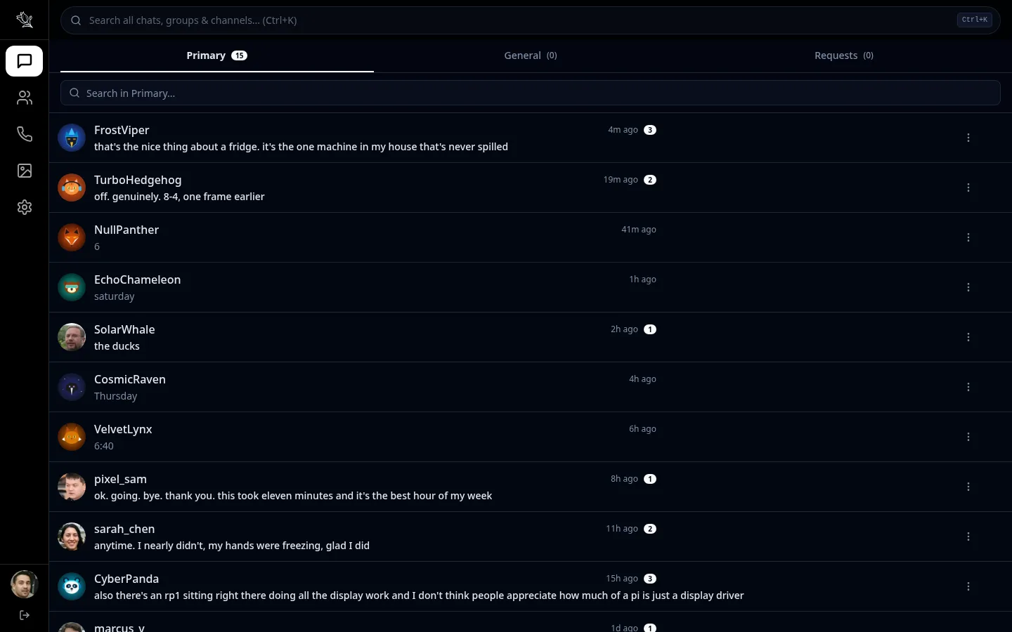 An end-to-end encrypted Lupyd conversation