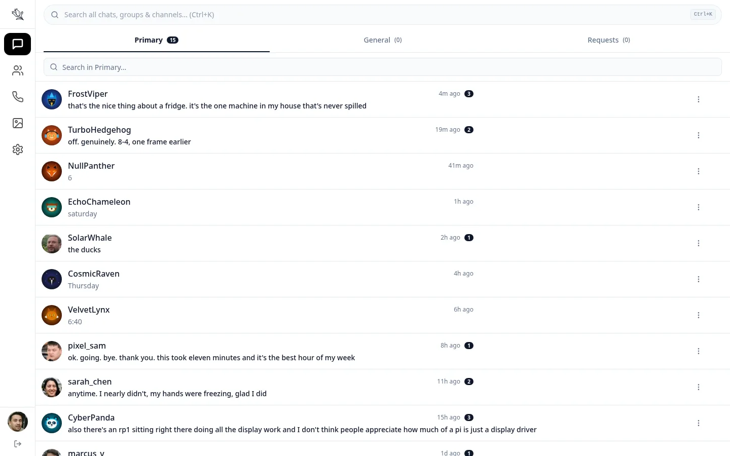 An end-to-end encrypted Lupyd conversation